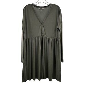 In Loom Women's Long Sleeve A-Line Dress V-Neck Sage Green Size Large